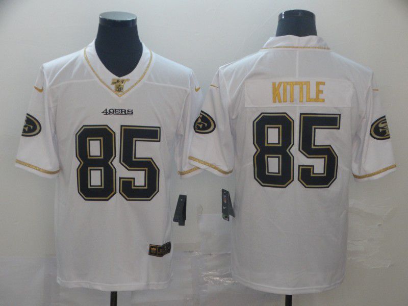 Men San Francisco 49ers #85 Kittle White Retro gold character Nike NFL Jerseys